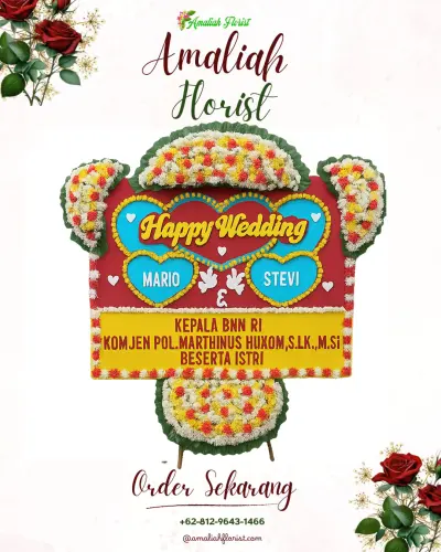Karangan Papan Bunga Pernikahan di Belandingan